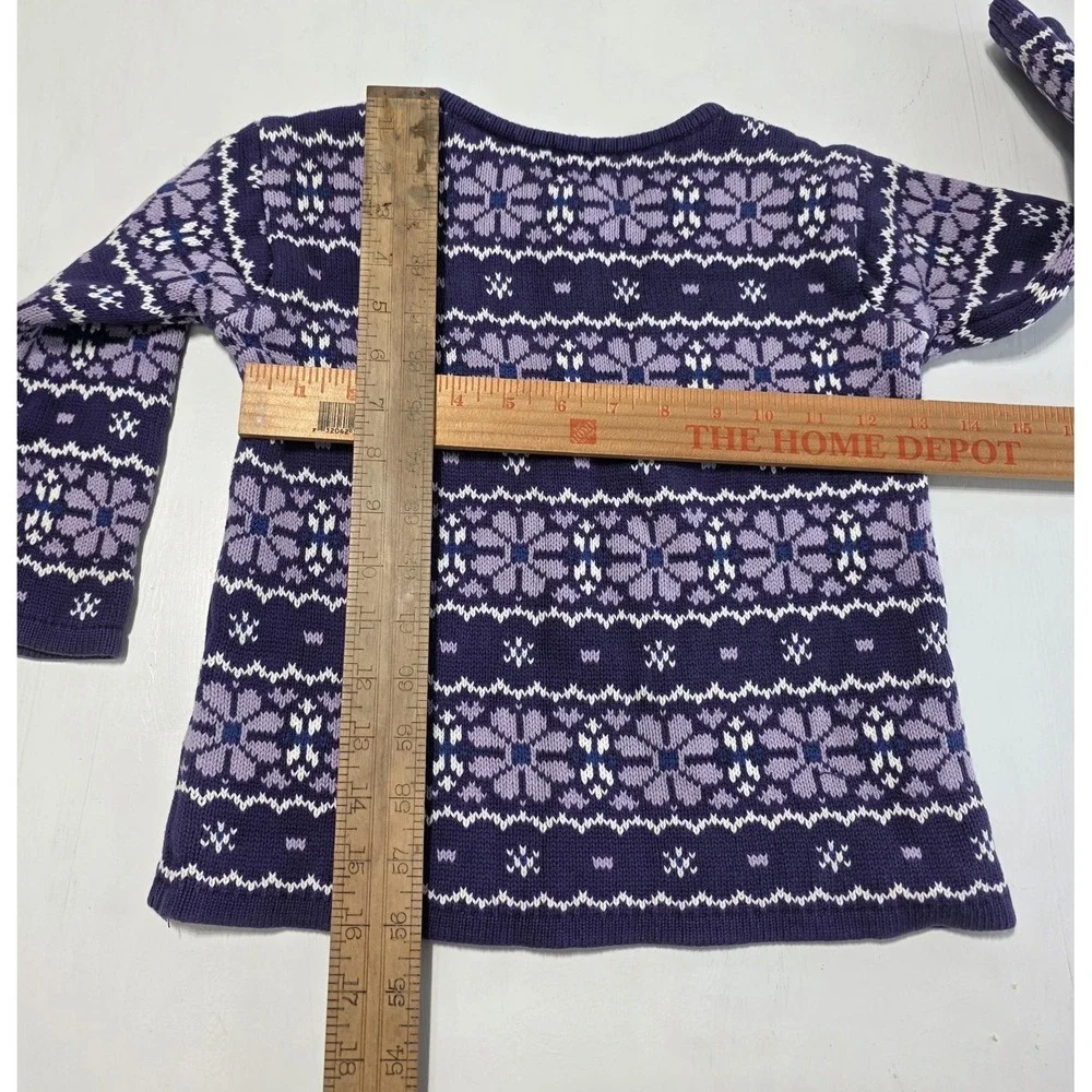 Vtg Gap Sweater Girls XS Purple Fair Isle Cotton Winter Pullover‎ Snowflake Knit